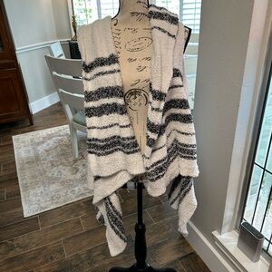 West Loop Black and White Striped Poncho